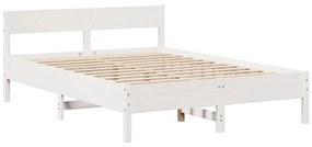 Cama sem colchão 140x200 cm madeira de pinho maciça branco