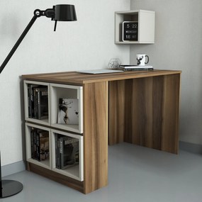 Secretária Box – Nogueira e Creme – 120x75x65 cm
