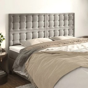 vidaXL Cabeceira de cama 4 pcs veludo 100x5x78/88 cm cinzento-claro