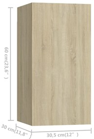 7pcs conjunto de móveis de TV derivados madeira carvalho sonoma