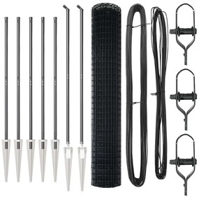 Cerca Euro com 7 postes de espeto, 1,5 x 10 m, em aço galvanizado cinz