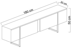 Móvel de TV "Madrid" – Branco e Preto - 180x30x50 cm – Design Moderno