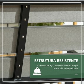 Outsunny Banco de Jardim 2 Lugares Banco para Exterior com Encosto Apoio para os Braços e Estrutura de Aço para Varanda Pátio Carga 240 kg 122x65x92 cm Cinza