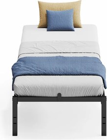 Estrutura de cama em metal 200 x 90 x 40,6 cm (COLCHÃO NÃO INCLUIDO) com espaço de arrumação e design moderno Preta