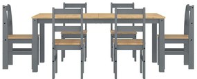 7 pcs conjunto de jantar Panama madeira pinho maciça cinzento
