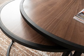 Conjunto de Mesas Tambur – Nogueira/Preto – 66x43x66 cm e 80x50x80 cm