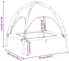 Cama para cães com toldo tecido oxford e aço antracite