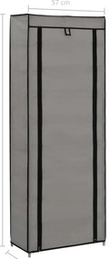 Sapateira com cobertura 57x29x162 cm tecido cinzento