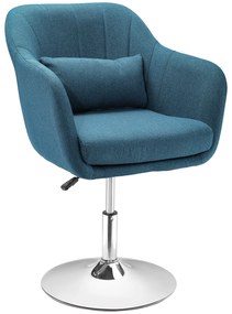 HOMCOM Cadeira de Escritório Operativa Giratória 360°com Altura Ajustável Apoio para os Braços e Almofada 60x60x79-91cm Azul | Aosom Portugal