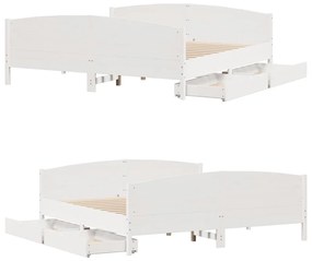 Cama sem colchão 160x200 cm madeira de pinho maciça branco