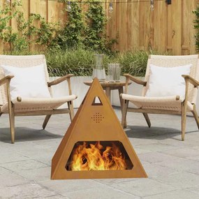 vidaXL Fire Pit Castanho 50 x 50 x 51 cm Aço resistente às intempéries