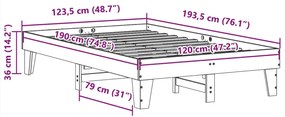 Cama sem colchão 120x190 cm madeira de pinho maciça branco