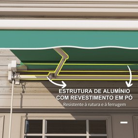 Toldo Manual Retrátil com Manivela 295x245cm Toldo Enrolável Alumínio