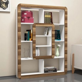 Estante Orkide – Branco/Nogueira – 108,4x140x21,8 cm