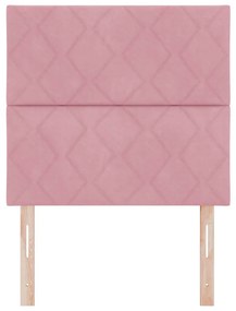Cabeceira Rosa com Blocos de Diamante da 90cm de Veludo