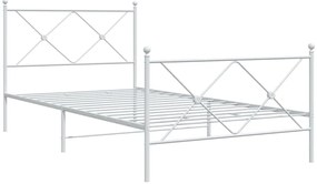 Estrutura de cama com cabeceira e pés 100x200 cm metal branco