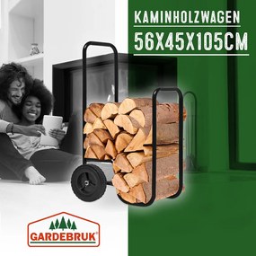 Carrinho para lenha 56 x 45 x 105 cm Preto