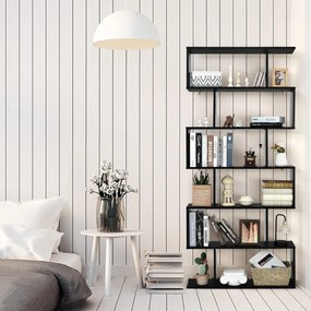 Estante de 6 níveis separadora de ambientes para escritório ou sala 80 x 23 x 191 cm Preto