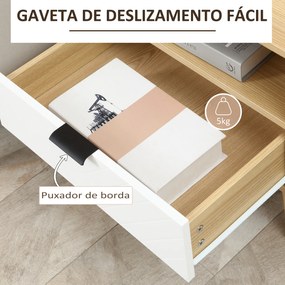 Mesa de Cabeceira de Estilo Moderno Mesa Auxiliar com 1 Gaveta e 1 Prateleira Aberta para Quarto 50x39,5x49,5 cm Natural