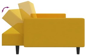 Sofá-cama de 2 lugares veludo amarelo