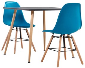 vidaXL 3 pcs conjunto de jantar plástico turquesa