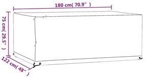 Capa p/ mobiliário de jardim 8 ilhós 180x122x75 cm retangular