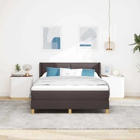 Cama Box Marrom Escuro e Branco 140 x 190 cm Tecido