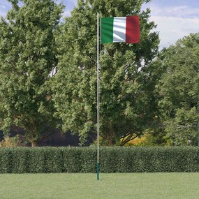 vidaXL Bandeira da Itália e mastro 6,08 m alumínio