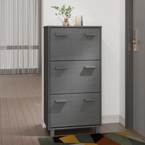 340514 vidaXL Sapateira HAMAR 59,5x35x117 cm pinho maciço cinza-escuro