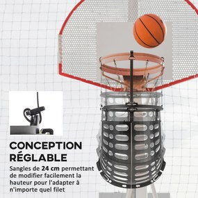 Devolvedor de Bola de Basquetebol (CESTO E TABELA NÃO INCLUIDOS), 35,6 x 35,6 x 75,5 cm, Altura Regulável, Preto