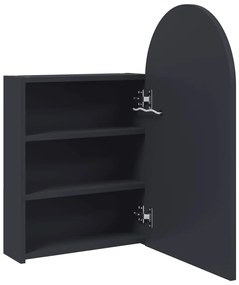 Armário espelhado arqueado p/ casa de banho c/ luz LED cinzento