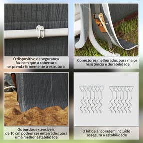 Abrigo de Exterior para Ferramentas Bicicleta 2,4x2x2,02 m Abrigo de Armazenamento com 2 Portas Anti-UV para Jardim Cinza