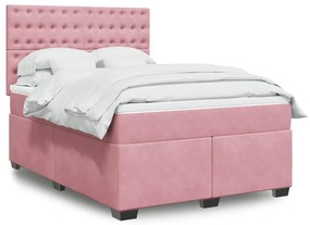 Cama com molas/colchão 140x200 cm veludo rosa
