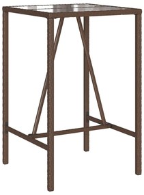 Mesa de bar para exterior 70x70x110 cm vime PE castanho