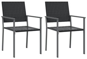 3 pcs conjunto de jantar p/ jardim vime PE e aço
