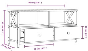 Móvel de TV 90x33x45 cm derivados de madeira e ferro preto