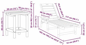 Conjunto de Lounge de Jardim com 3 Peças Branco HDPE