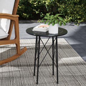 Mesa de Jardim Redonda Mesa de Varanda Ø40x50 cm com Pés Ajustáveis e Estrutura em Forma de X para Exterior e Interior Preto