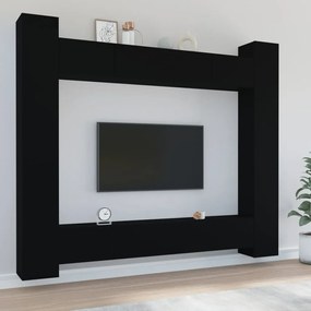 vidaXL Conjunto móveis de TV 8 pcs madeira processada preto