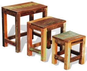 Mesas de encastrar vintage 3 pcs madeira reciclada