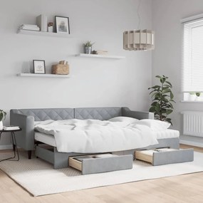 vidaXL Sofá-cama c/ gavetão e gavetas 80x200 cm tecido cinzento-claro