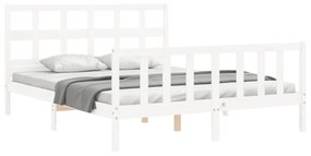 Estrutura de cama King Size com cabeceira madeira maciça branco