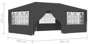 Tenda festas com paredes laterais 4x6m 90g/m² antracite
