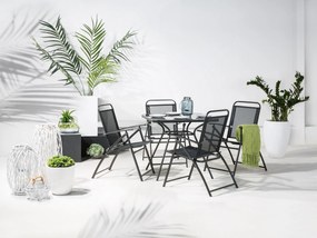 Conjunto de 4 cadeiras de jardim dobráveis em aço preto LIVO Beliani