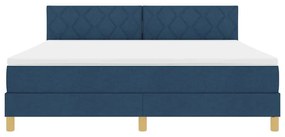 Cama Box Spring com Colchão e LED Azul 180x200 cm Tecido