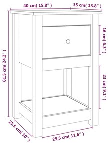 Mesa de Cabeceira Alvor em Madeira de Pinho - Branco - Design Rústico