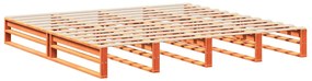 Cama sem colchão 200x200 cm pinho maciço castanho-mel