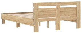 Estrutura cama c/ cabeceira/luzes LED 120x190cm carvalho sonoma