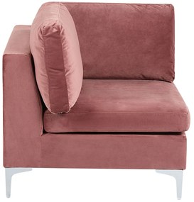 Sofá de canto de 3 lugares em veludo rosa com repousa-pés EVJA Beliani