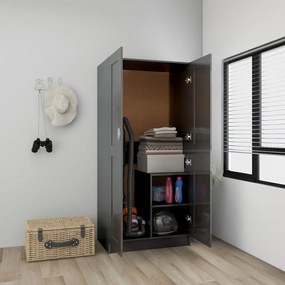 vidaXL Roupeiro 82,5x51,5x180 cm contraplacado cinzento brilhante